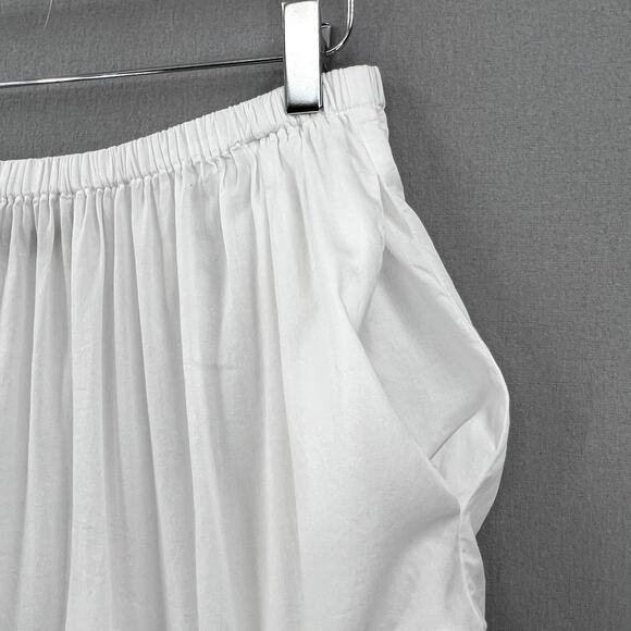 ENZA COSTA Tiered Maxi Skirt Womens XL White Cotton Full Pull On Boho Beachy NEW - Picture 11 of 16